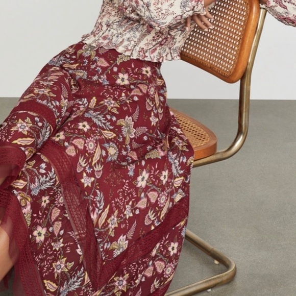 NWT BCBGMaxAzria Gypsy Red Floral High Low Flowy Skirt - Picture 7 of 12